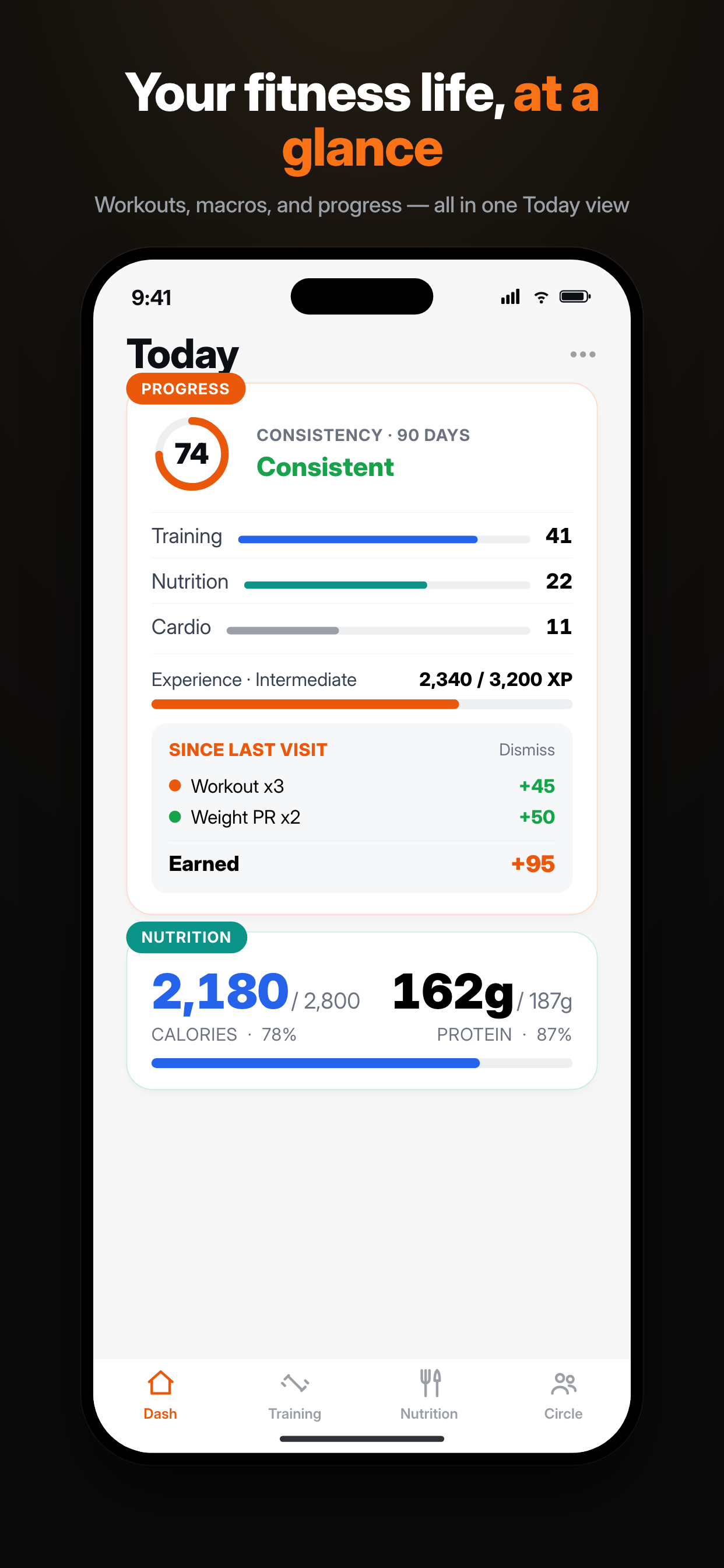 English dashboard screen for Bilt Fitness